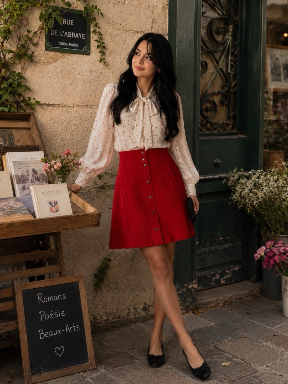 Dana Buchman Red Button-Front A-Line Mini Skirt